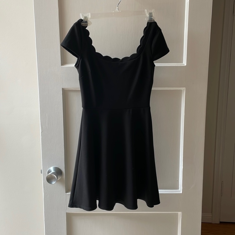 Scalloped Juniors Black Dress